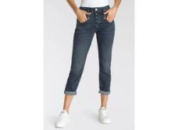 Boyfriend-Jeans HERRLICHER "Shyra Cropped Jogg Denim" Gr. 32, N-Gr, blau (royal dark blue used denim) Damen Jeans Weite weiche Haptik, Abriebeffekte, Vintage von Herrlicher