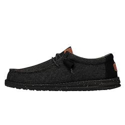 HEYDUDE - Wally Washed Canvas Herren - Slip on Schuhe - Mokassin Stil, Black/Black, 41 von Hey Dude