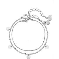 Hey Happiness Charm-Armband Set Geo Damen Edelstahl mehrreihig, 18K Roségold vergoldet, 2er Layer Set Stab Metallkugel und Kreis Armbänder, wasserfest von Hey Happiness