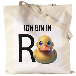 Hey!Print Ich bin in Rente Jutebeutel Rentner Rentnerin Geschenk Ruhestand Quietscheente Wortwitz von Hey!Print