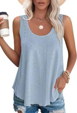 Damen Tank Top Sommer Cami Blusen Tops Oberteile Ärmellose Camisole Shirt Hellblau XXL von Hgyfcnb