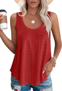 Damen Tank Top Sommer Cami Blusen Tops Oberteile Ärmellose Camisole Shirt Rot XXL von Hgyfcnb