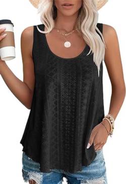 Damen Tank Top Sommer Cami Blusen Tops Oberteile Ärmellose Camisole Shirt Schwarz XXL von Hgyfcnb