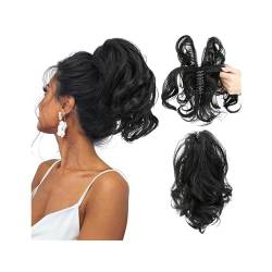 Klauen-Chignon für Einclipsen Synthetische DIY Klaue Clip In Pferdeschwanz Haarverlängerungen Haarteil Haarknoten Gefälschte Schwarzblond Naturhaar Falscher Zopf for Frauen Zerzaustes Messy Bun Haarte von Hhaoran-9868