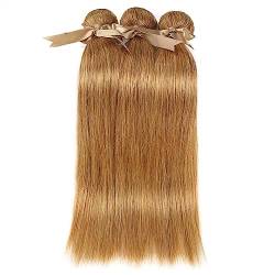 Haarbündel Echthaar-Bündel, brasilianisches natürliches Remy-Haar, gerade Haarwebart, blond, 20,3 bis 66 cm, Haarverlängerung Haarbündel Extensions(12 12 14 14) von Hhmmei2024-23