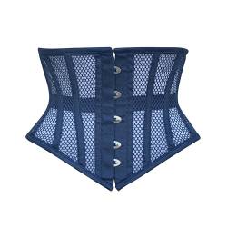 Hi-GERMANWEARS Hi-46 Women's Underbust Black Cotton Mesh Steel Boned Body Waist Shaper Training taillenkorsett Corsets (Navy Blue, 7XL) von Hi-GERMANWEARS