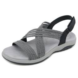 HiGropcore Damen Sandalen Sommer Wandersandalen Bequeme Sport Outdoor Sandalen Plateau rutschfeste Sandaletten Sportsandalen mit Fußgewölbeunterstützung Klettverschluss Strandsandaletten von HiGropcore