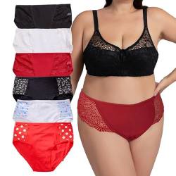 HiaLegion Taillenslips Mehrpack Slip Damen Baumwolle Sexy Unterhosen Damen Schlüpfer Damen Hohe Taillen Bequem Große Größen 6 Stück 3XL von HiaLegion