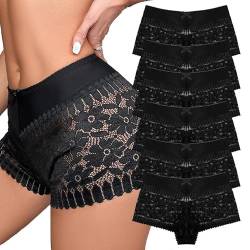 Hialegion Hipster Damen Spitze Nahtlose Boxershorts Damen Unterhosen Sexy Unterwäsche Frauen Hipster Damen Boyshorts Schwarz 6 Stück M von Hialegion