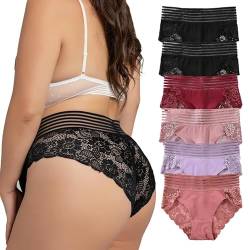 Hialegion Spitze Hipster Damen Panties Nahtlose Unterhosen Slip Damen Sexy Hohe Taille Unterwäsche für Frauen 6 Stück XL von Hialegion