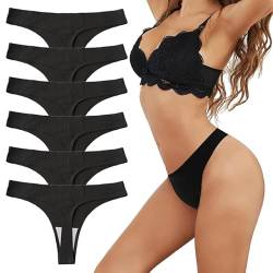 Hialegion Unsichtbarer Unterhosen Damen String Tanga Damen Slips Mehrpack Slip Tanga Damen Nahtlose Schwarz Low Rise 6er-Pack S von Hialegion