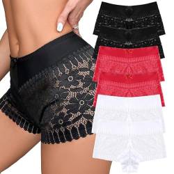 Hialegion Unterhosen Damen Spitze Sexy Unterwäsche für Frau Weiche und Bequem Slip Damen Boxershorts Hipster Spitze Schlüpfer Größen Damen 6 Stück 2XL von Hialegion