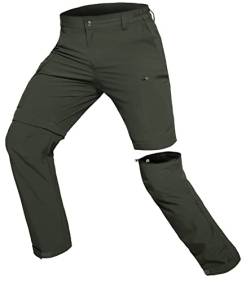 Hiauspor Wanderhose-Herren-Zip-Off-Outdoorhose-Sommer-Leicht-Trekkinghose-Atmungsaktiv-Schnell-Trockend-Funktionshose-Softshellhose-mit-5-Tiefe-Taschen (5XL, Armee-grün) von Hiauspor