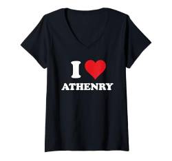 Damen I Heart Athenry Ireland Love Eire Irish Souvenir Item T-Shirt mit V-Ausschnitt von Hibernia Cities Towns Tourism Merch Tees And Stuff