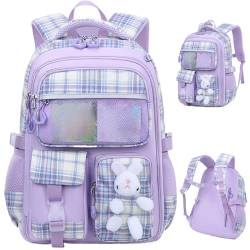 Kids Rucksacks für Mädchen, Mädchen-Rucksack, Kinder-Rucksack mehrerer Taps, wasserdicht Verstellbarer Rucksack für Mädchen süßer Hasen Kinderschule Rucksack, Kindergarten-Grundschule Tasche von Hilai