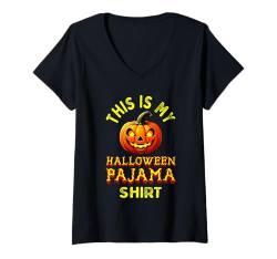 Damen This Is My Halloween Pyjama DIY Halloween Kostüm Kürbis T-Shirt mit V-Ausschnitt von Hilarious Halloween Party Outfits