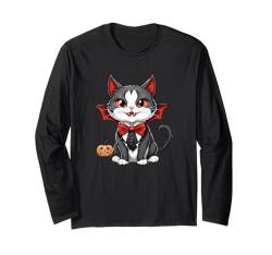 Halloween Vampurr Vampir Katzenliebhaber Männer Frauen Jungen Mädchen Langarmshirt von Hilarious Halloween Party Outfits