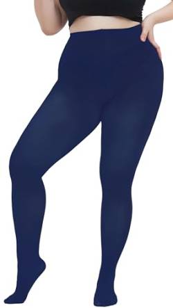 Hiltzo Strumpfhosen Damen Große Größen Bunte Blickdichte Strumpfhose XL-4XL Navyblau XL von Hiltzo