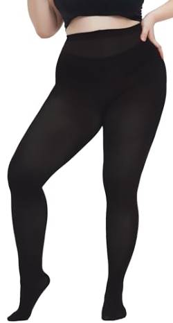 Hiltzo Strumpfhosen Damen Große Größen Bunte Blickdichte Strumpfhose XL-4XL Schwarz XL von Hiltzo