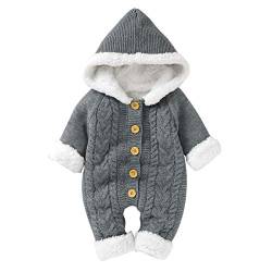 Hinzonek Baby Gestrickt Fleece Gefüttert Schneeanzug Baby Jungen Mädchen Winter Warme Strampler Overall Weihnachtskleidung von Hinzonek