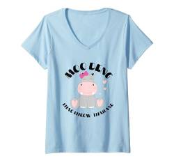 Damen Moo Deng Hüpf-Pygmäen in Thailand – Das süße Baby-Nilpferd T-Shirt mit V-Ausschnitt von Hip Hippopotamus Cute Moo Deng Merch Gifts