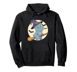 Moo Deng die Nilpferd-Hexe steigt an Halloween Pullover Hoodie von HippoWeen Treats