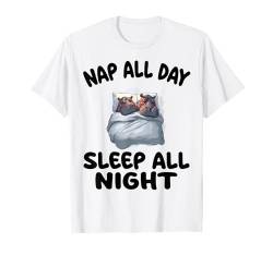 Süßes Hippos Nickerchen Den ganzen Tag Schlafen Die ganze Nacht Schlafen Pyjama-Nachthemd T-Shirt von Hippos Pajamas & Nightgown .Co