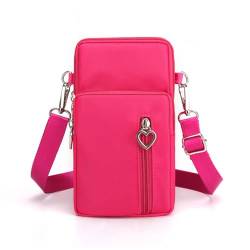 Hiseng Handytasche zum Umhängen, Kleine Umhängetasche Damen, Crossbody Bag Damen, Einfarbig Handy Umhängetasche, Handytasche mit Geldbörse zum Umhängen, Verstellbarer Dünner Gurt (S,Rosenrot) von Hiseng