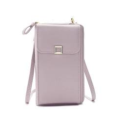 Hiseng Handytasche zum Umhängen, Kleine Umhängetasche Damen, Quadratisches Metall Crossbody Bag Damen, Handy Umhängetasche aus PU Vegan Leder,Verstellbarer Dünner Gurt (Lila) von Hiseng