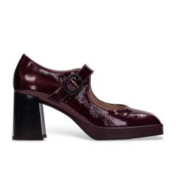 Hispanitas für Damen. HI232296 Rio burgunderrote Lederschuhe (37), 5 bis 8 cm, Schnalle, Lässig, Bordeaux von Hispanitas