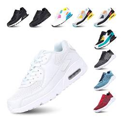 Hitmars Laufschuhe Herren Damen Turnschuhe Licht Dämpfung Air Sportschuhe rutschfest Atmungsaktiv Fitness Sneakers E-Weiß 40 von Hitmars