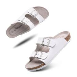 Pantoletten Herren Bequeme Damen Zehentrenner Leicht rutschfest Sandalen Unisex Sommer Strand Schwimmbad Slipper Weiß 4 Größe 36 von Hitmars