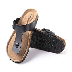 Hitmars Pantoletten Herren Sandalen Sommer Flach Freizeit Sport Outdoor Strand Hausschuhe Schnalle Einstellbar Rutschfest Zehentrenner B Schwarz Größe 47 von Hitmars