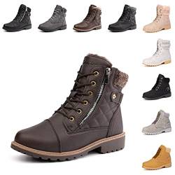 Hitmars Winterstiefel Damen Geftert Stiefeletten Winterschuhe Kurzschaft Schneestiefel Warme Ankle Boots Outdoor Wanderschuhe Stiefel 01 Braun 41 EU von Hitmars