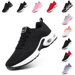 Laufschuhe Damen Sportschuhe Turnschuhe Atmungsaktiv Luftpolster rutschfeste Leichtgewichts Straßenlaufschuhe Sneaker Joggingschuhe Walkingschuhe Fitness Schuhe Schwarz EU 36 von Hitmars