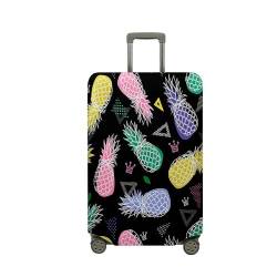 Hixingo Elastisch Kofferhülle Kofferschutzhülle, Ananas-Sommer Druck Koffer Schutzhülle Staubdichte Reisekoffer Hülle Trolley Case Schutzhülle Reisegepäckabdeckung (Schwarz,M (22-24 Zoll) von Hixingo