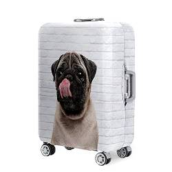 Hixingo Elastisch Kofferhülle Kofferschutzhülle 3D Mops-Hund Koffer Schutzhülle Staubdichte Reisekoffer Hülle Trolley Case Schutzhülle Reisegepäckabdeckung (Weiß,M (22-24 Zoll)) von Hixingo