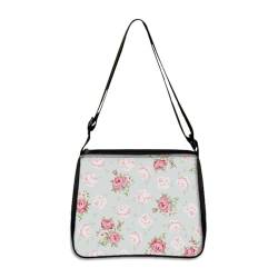 Hixingo Tote Bag Tragetasche Damen Groß Shopper Handtasche Schultertasche Umhängetasche Vielseitige Uni Tasche für Arbeit Schule Shopper Lässige Täglich, Klassiker Blumen (Rose,22 * 20 * 7cm) von Hixingo