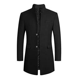 Hkdjaess Business Mantel Herren Winter Kerbkragen Überzieher Schlank Kleidung Herrenmäntel Wolljacke Grobstrick üBergang üBergröße Halbmantel Wollmantel Herbst Trench Warmer Steppmantel Männermantel von Hkdjaess