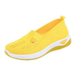 Hkdjaess Damen Orthopädische Schuhe Klassisch Slip-on Sneaker Sommer Laufschuhe Leichtgewichts Tennisschuhe Atmungsaktiv Strick Mesh Walkingschuhe Leicht Bequem Weiche Sohle Turnschuhe von Hkdjaess