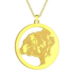 Halskette Ketten Schmuck Herren Frauen Anhänger Necklace Braune Grizzly-Gesichts-Anhänger-Halskette Für Herren, Tiere G von Hmsanase