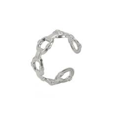 Hmsanase Ring Ringe Damen Bijouterie Herren Geometrischer Kettenring Frauen Offene Ringe Ehering Größenveränderbar Fsteelcolor von Hmsanase