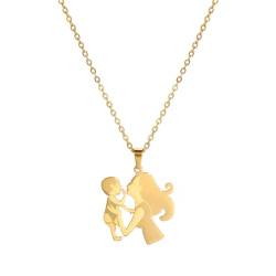 Klassisch Halskette Ketten Schmuck Herren Frauen Anhänger Necklace Langes Lockiges Haar Mutter Hält Sohn Anhänger Halskette G von Hmsanase