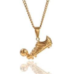 Trend Halskette Ketten Schmuck Herren Frauen Anhänger Necklace Männer Hip Hop Fußball Schuhe Fußball Anhänger Halsketten Mode Männlichen Charme Anhänger Halskette Hiphop Geschenke Gold-Farbe von Hmsanase