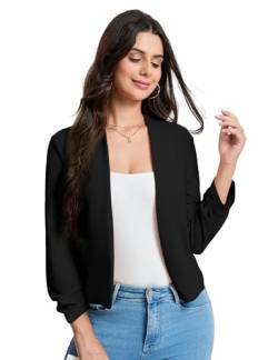 Hobrounn Blazer Damen Elegant 3/4-Ärmel Blazer für Damen Casual Offene Jackenblazer,Lässig Kurzblazer Damen,Büro Arbeit Jacke von Hobrounn