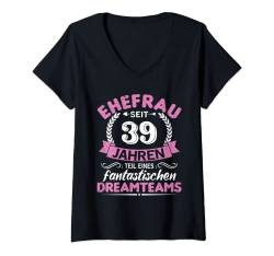 Damen 39. Hochzeitstag Ehefrau seit 39 Jahren Sonnenhochzeit T-Shirt mit V-Ausschnitt von Hochzeitstag Ehefrau Ehemann Geschenke