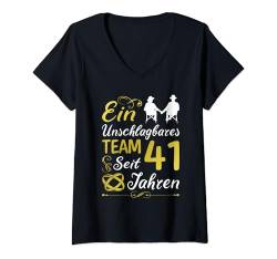 Damen 41 Jahre Verheiratet 41. Hochzeitstag Birkenhochzeit T-Shirt mit V-Ausschnitt von Hochzeitstag Ehefrau Ehemann Geschenke