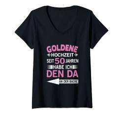 Damen 50. Hochzeitstag Ehefrau seit 50 Jahren Goldene Hochzeit T-Shirt mit V-Ausschnitt von Hochzeitstag Ehefrau Ehemann Geschenke