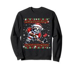 Santa Sloth Playing Hockey Christmas Sweater Player Lover Sweatshirt von Hockey Christmas Costume