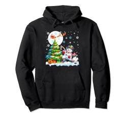 Snowman Playing Hockey Xmas Tree Colorful Costume Player Pullover Hoodie von Hockey Christmas Costume